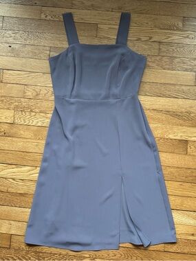 LOFT Slate Blue Square-Neck Midi Dress with Front Slit